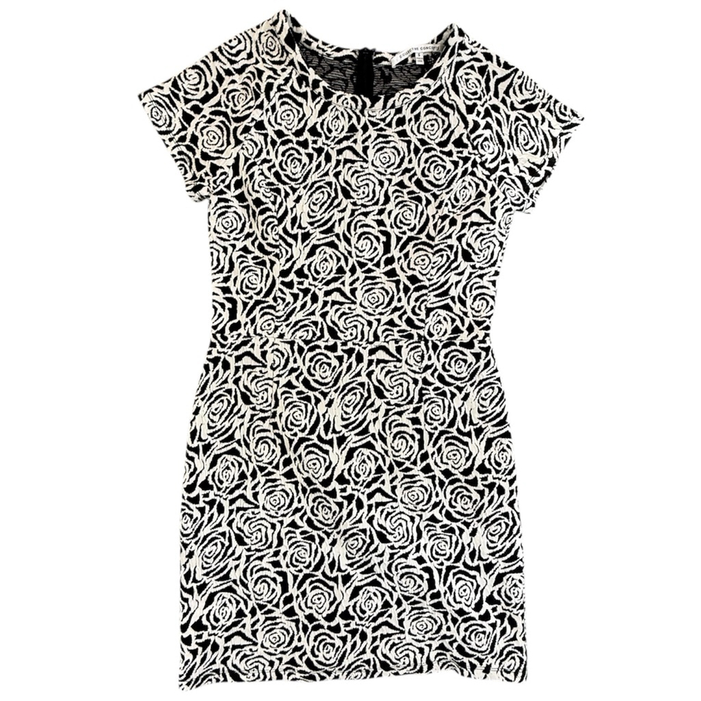 Collective Concepts Retro 60s Mod Floral Rose Textured Dress Small